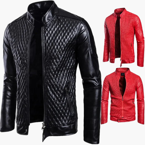 Amarae | Biker-style transitional jacket with high collar and diamond design - Perfect for everyday and leisure
