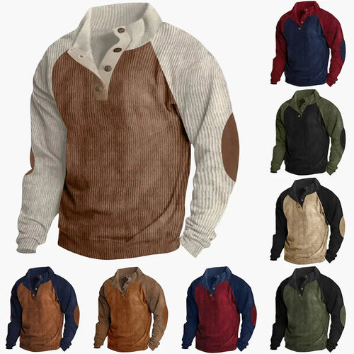 Amarae | Vintage raglan style leisure sweater with button placket - Ideal for everyday and outdoor activities