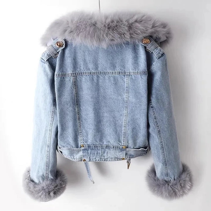 Lune London | Denim Jacket with Faux Fur Collar