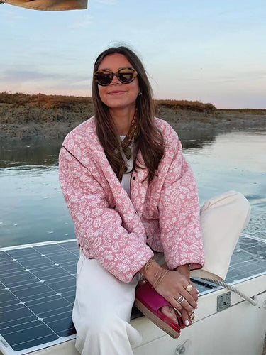 Amarae | Quilted Jacket - Floral Print Button Front Jacket