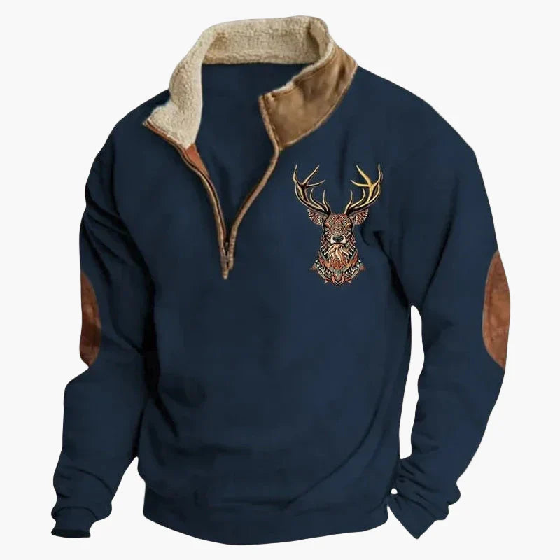Lune London | Western style sweater with aztec pattern and longhorn design - Comfortable casual sweatshirt for outdoor activities and everyday wear