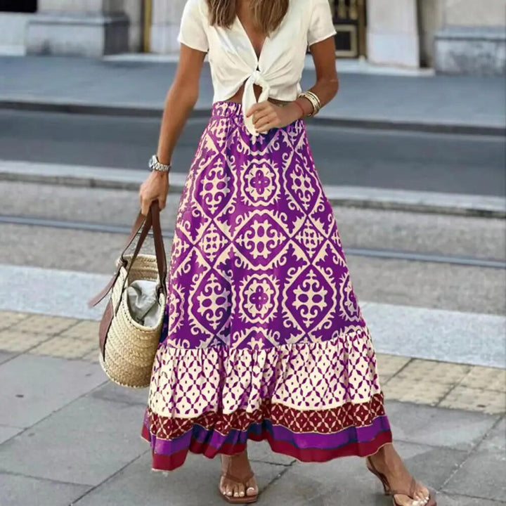 Lune London | Boho Print Maxi Skirt for Women