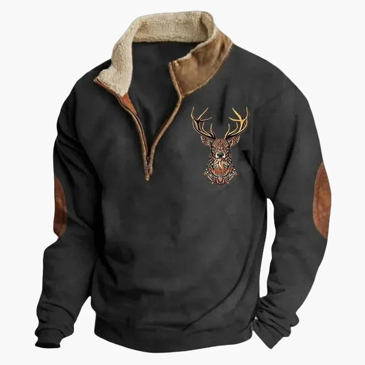 Lune London | Vintage western casual jumper with half zip collar and ethnic pattern for outdoors and leisure
