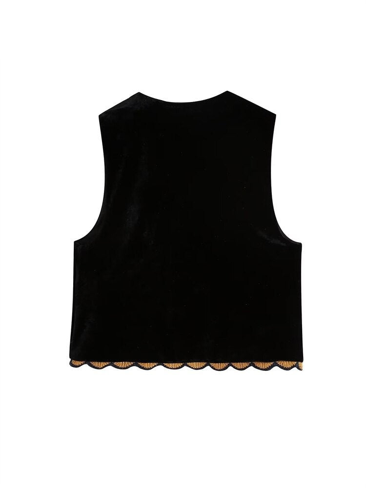 Lune London | Waistcoat with sequin floral embroidery, patchwork waist coat made of velvet