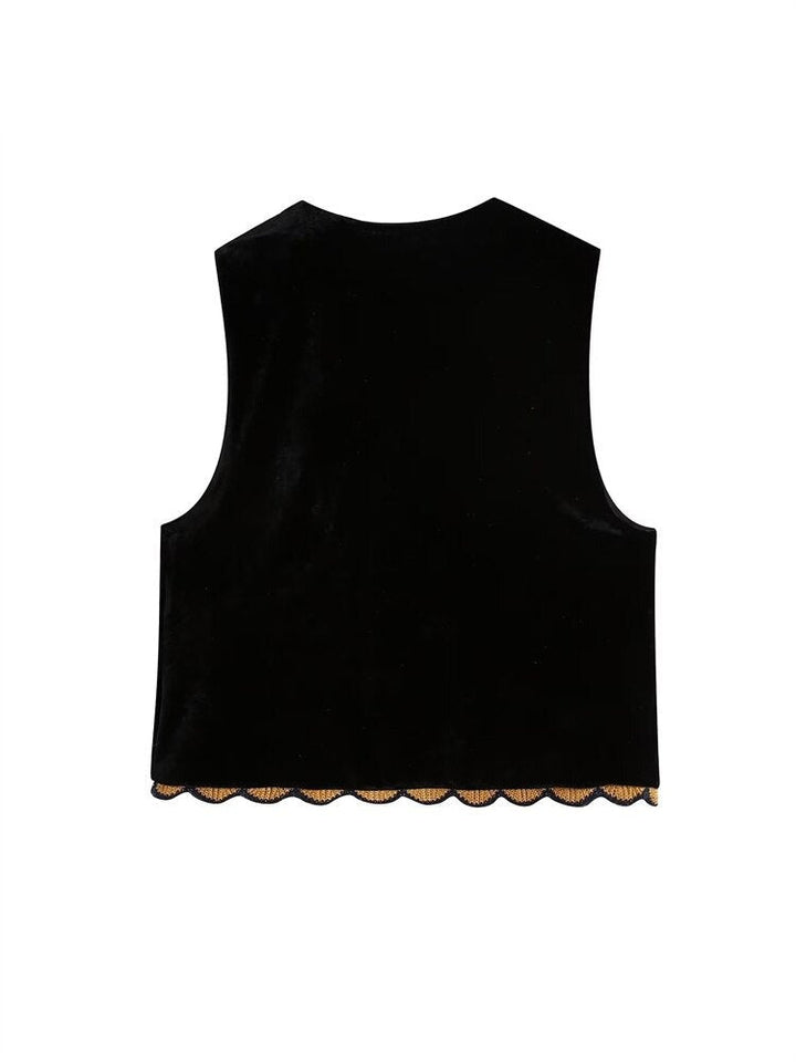 Lune London | Waistcoat with sequin floral embroidery, patchwork waist coat made of velvet