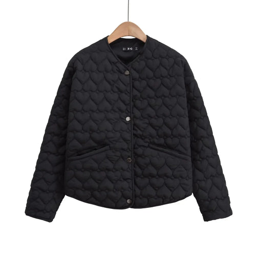 Amarae | Women's quilted jacket with hearts – lightweight puffer with snap fasteners