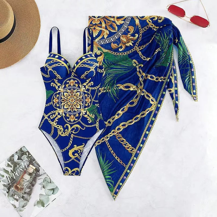 Lune London | Luxury New Two Pieces Women Bikini Set Push Up Floral Print Bikini Strappy Bandage Swimwear Brazilian Bikini Swimsuit