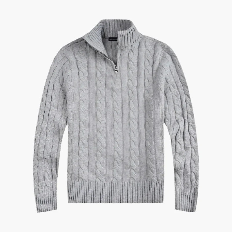 Lune London | Sweater with twisted pattern and half-zip - Elegant casual knit sweater