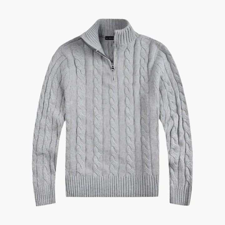 Lune London | Sweater with twisted pattern and half-zip - Elegant casual knit sweater