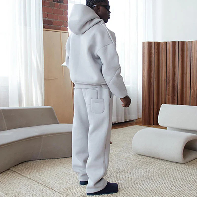 Chic Und Stil | Cotton Tracksuit Hoodie & Straight Pants 2 Piece