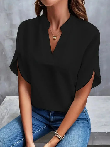 Amarae | Blouse with V-Neck and Side Slits