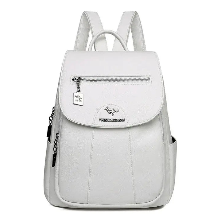 Chic Und Stil | Large Leather Backpack with Theft Protection for Women