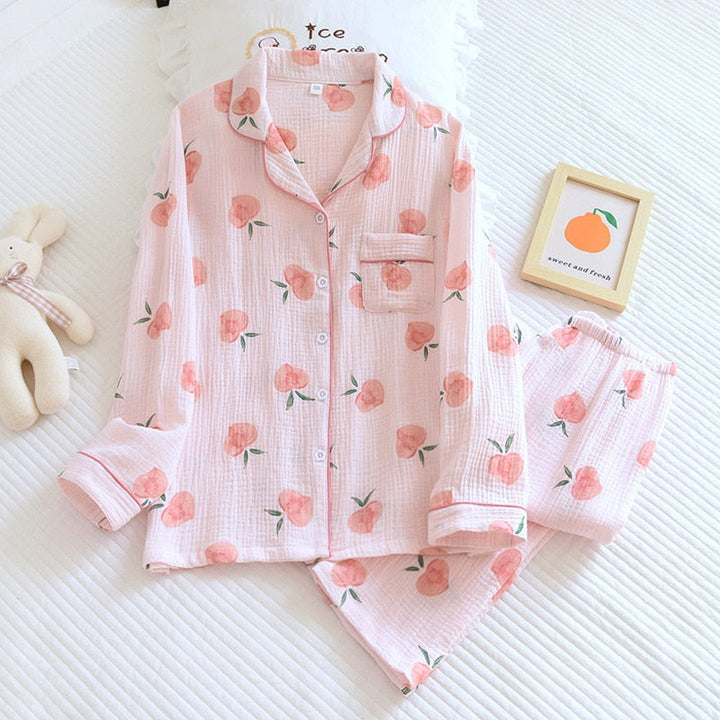 Lune London | Cotton Pajama Set for Women Peach