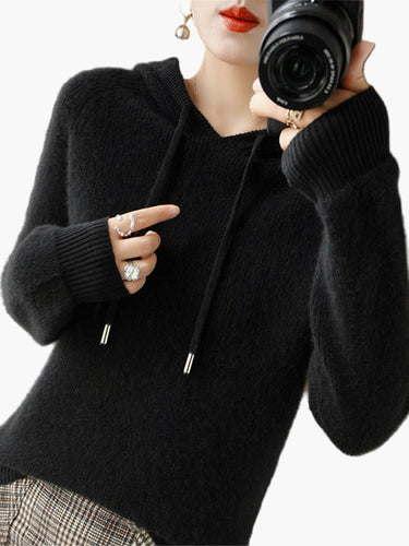 Amarae | Knit sweater with hood - Comfortable and stylish everyday hoodie
