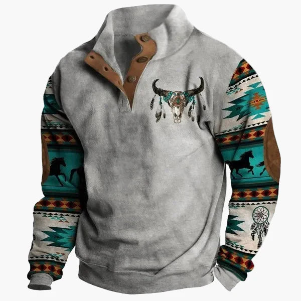 Amarae | Vintage Western Sweatshirt with ethnic pattern and high collar - Casual pullover