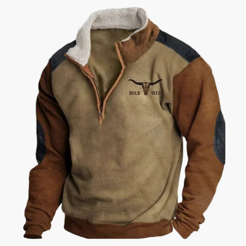 Lune London | Vintage western casual jumper with half zip collar and ethnic pattern for outdoors and leisure