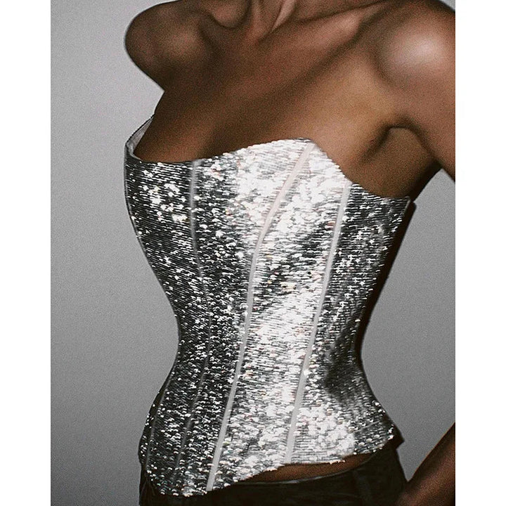 Lune London | Corset Strapless Glitter Top