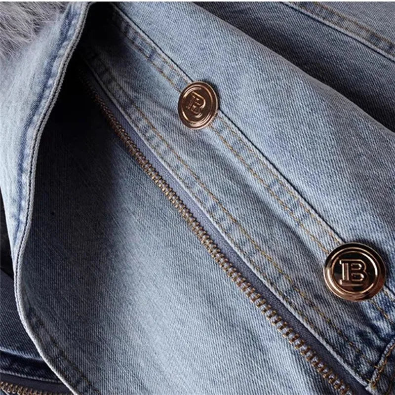 Lune London | Denim Jacket with Faux Fur Collar