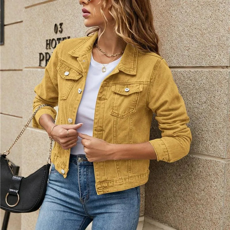 Lune London | Women's Denim Jacket - Modern - Heavyweight Denim with Button Closure and Chest Pockets - Perfect for Casual Outfits