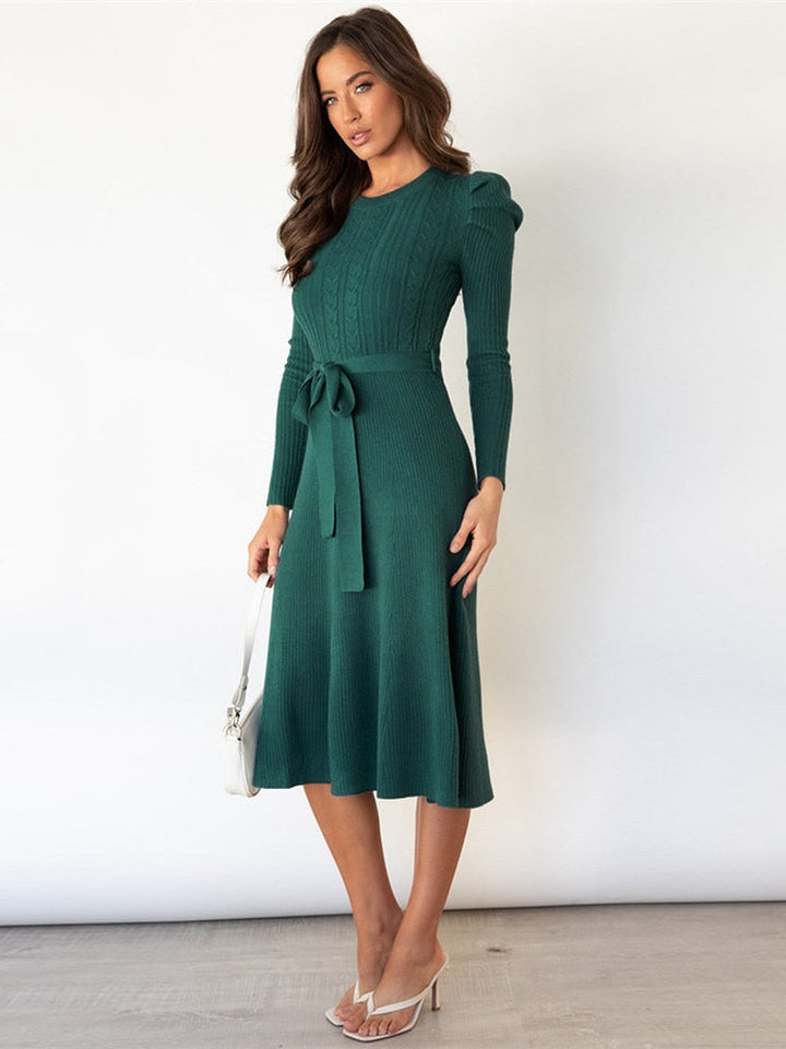 Lune London | Knitted Midi Dress with Round Neckline