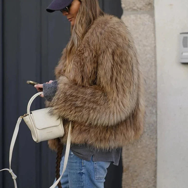 Lune London | Women's Cropped Jacket Made Of Faux Fur