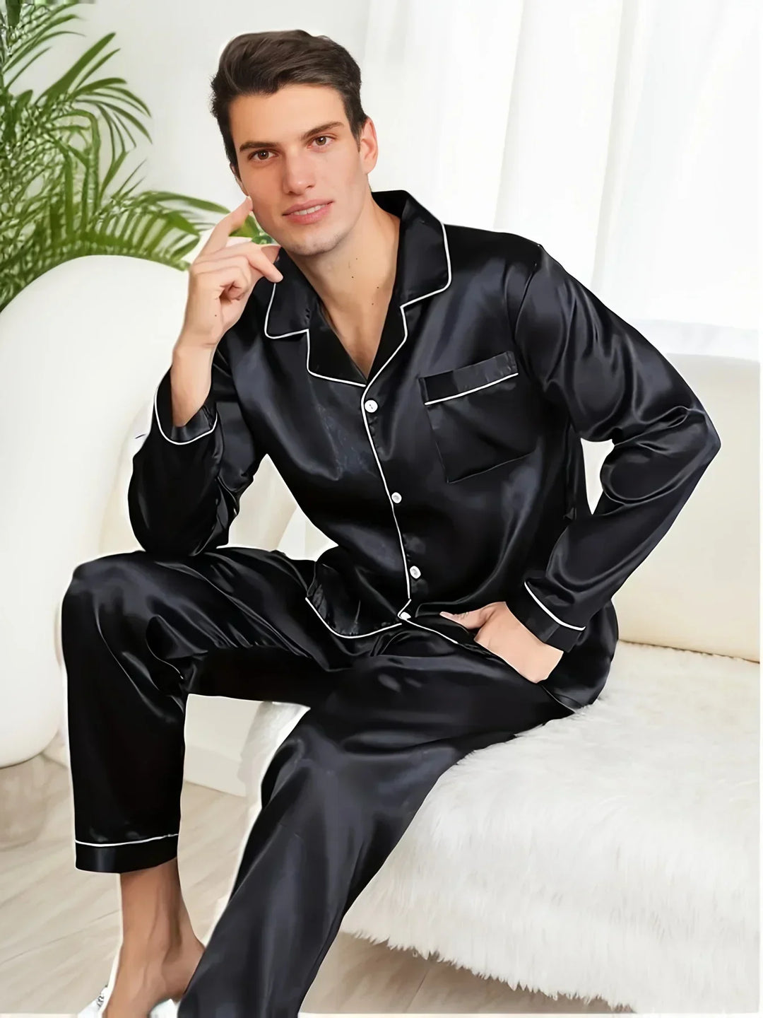 Amarae | Men's Pajama Set In Silk Satin
