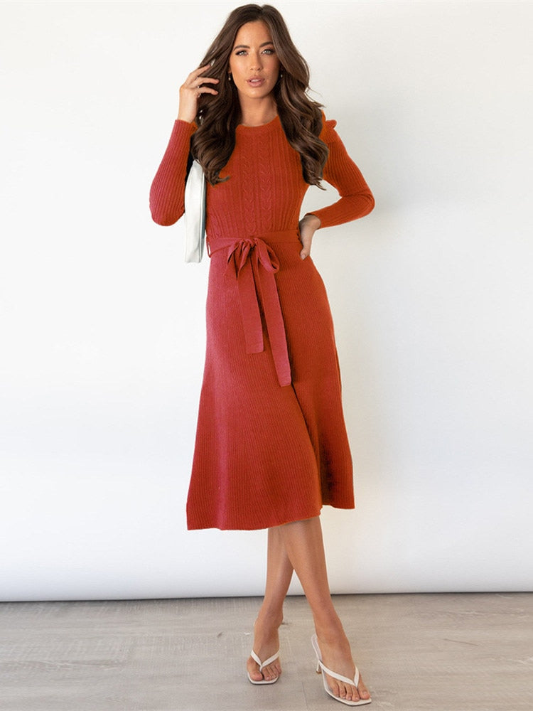 Lune London | Midi knit dress with round collar