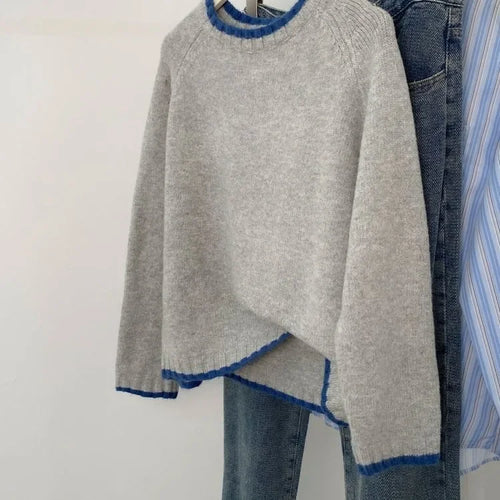 Amarae | Casual knit sweater for autumn - Comfortable leisure sweater with round neck