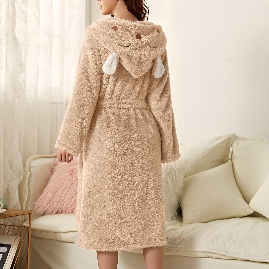 Lune London | Casual Autumn Thick Flannel Hooded Bathrobe for Women