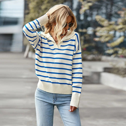 Amarae | Striped V neck Sweater