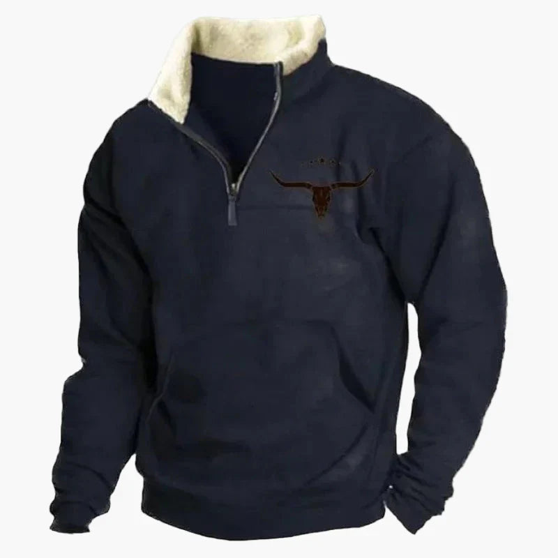 Lune London | Western style sweater with aztec pattern and longhorn design - Comfortable casual sweatshirt for outdoor activities and everyday wear
