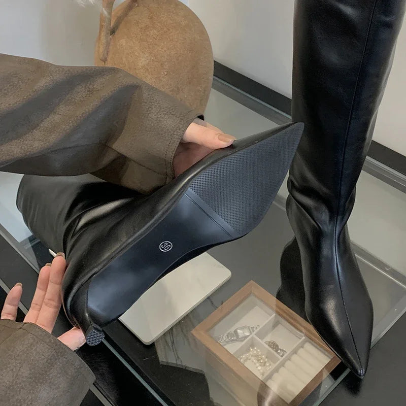 Lune London | Knee-length thin heeled boots