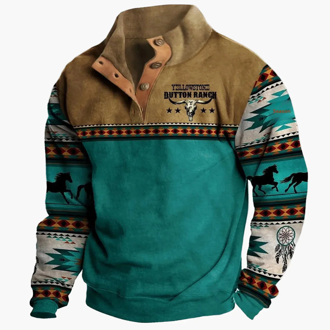 Amarae | Vintage Western Sweatshirt with ethnic pattern and high collar - Casual pullover