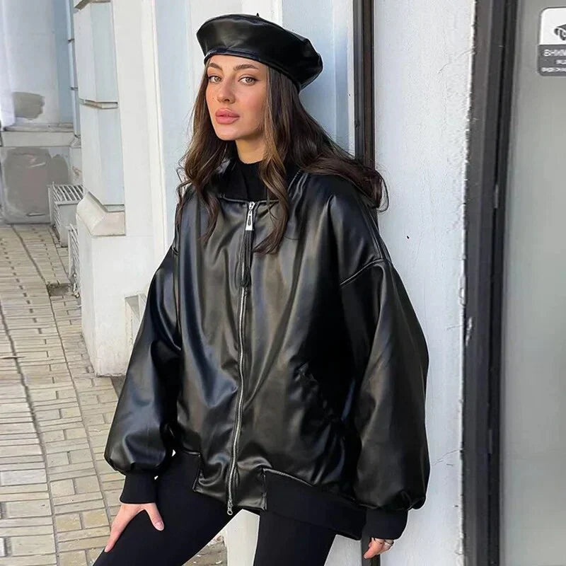 Amarae | Loose fit leather jacket
