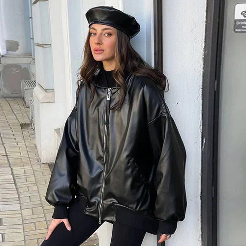 Amarae | Loose fit leather jacket