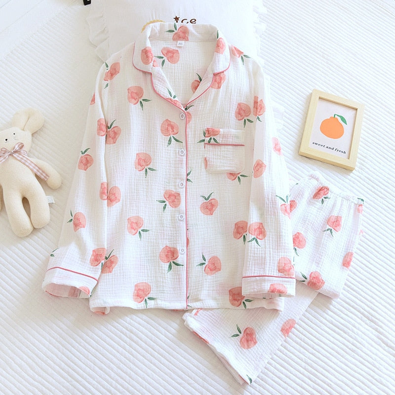 Lune London | Cotton Pajama Set for Women Peach