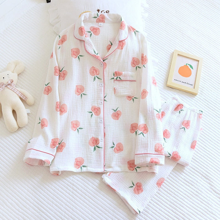 Lune London | Cotton Pajama Set for Women Peach
