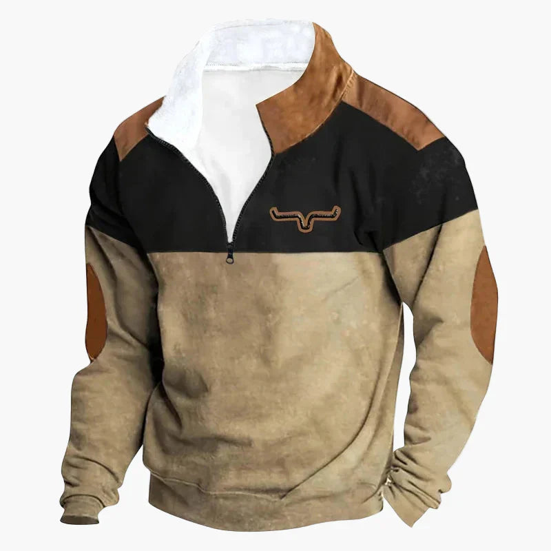 Lune London | Vintage western casual jumper with half zip collar and ethnic pattern for outdoors and leisure