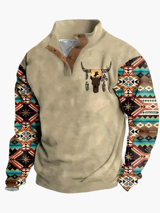 Amarae | Vintage Western Sweatshirt with ethnic pattern and high collar - Casual pullover
