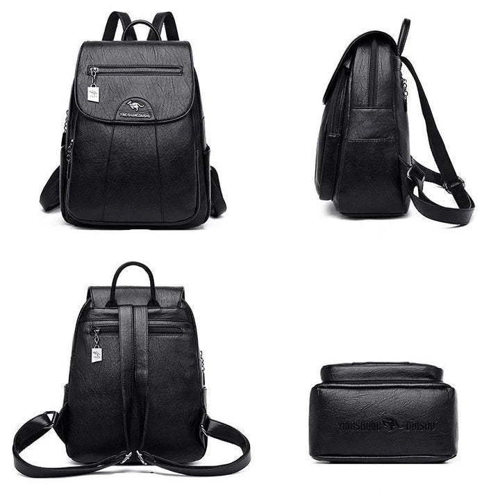 Lune London | Large Leather Backpack with Anti-Theft Protection for Women