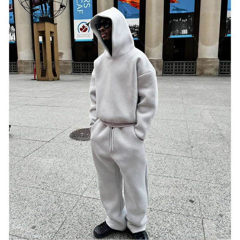 Chic Und Stil | Cotton Tracksuit Hoodie & Straight Pants 2 Piece