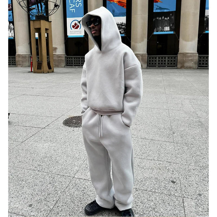 Chic Und Stil | Cotton Tracksuit Hoodie & Straight Pants 2 Piece