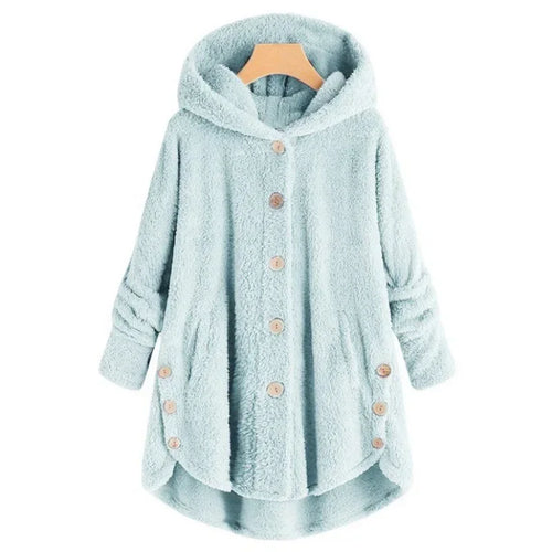 Amarae | Fleece jacket - Loose fit - Hood - Button closure - Long sleeves - Longer at the back