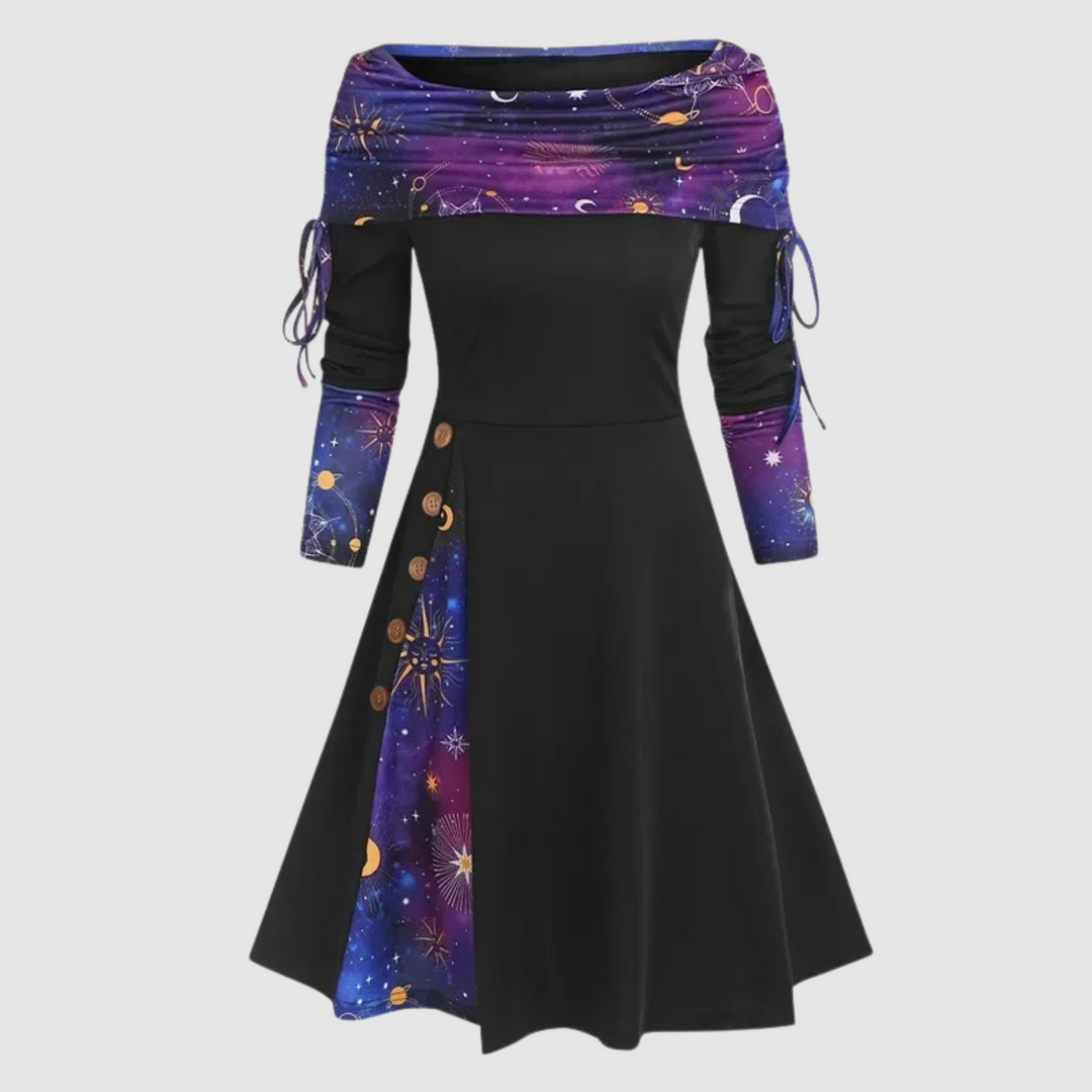 Chic Und Stil | Off Shoulder Long Sleeve Winter Dress