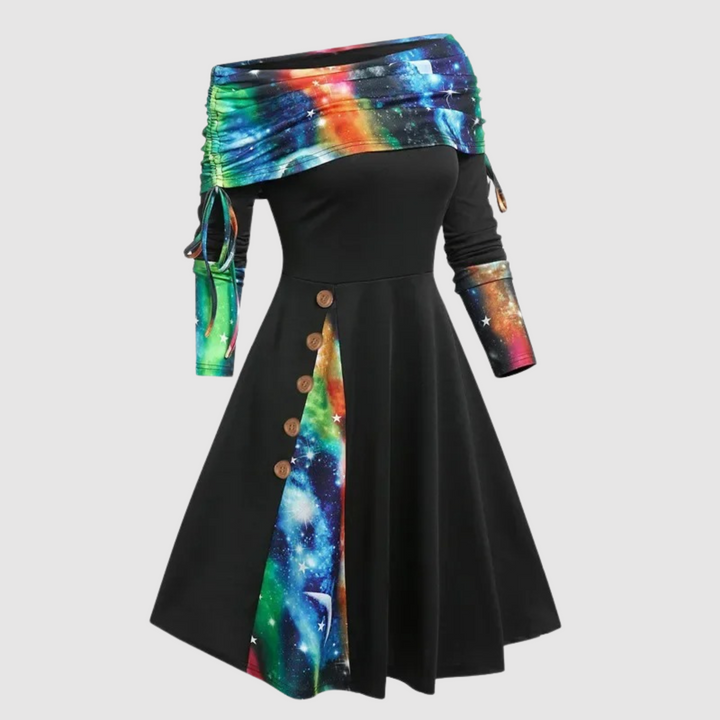 Chic Und Stil | Off Shoulder Long Sleeve Winter Dress