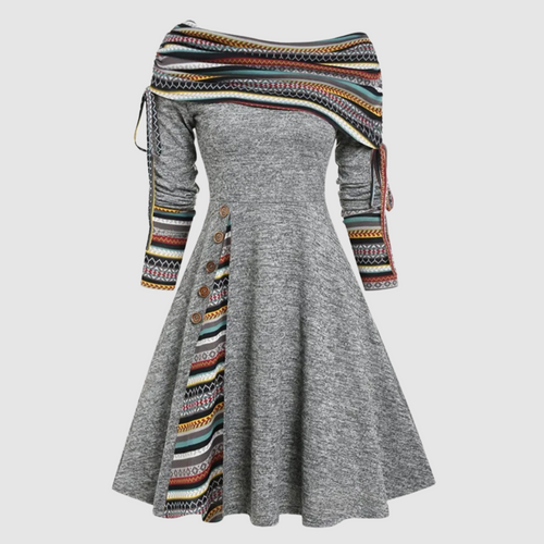 Chic Und Stil | Off Shoulder Long Sleeve Winter Dress