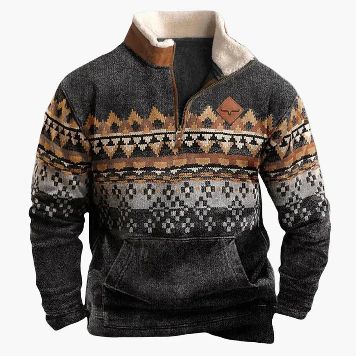 Lune London | Western style sweater with aztec pattern and longhorn design - Comfortable casual sweatshirt for outdoor activities and everyday wear