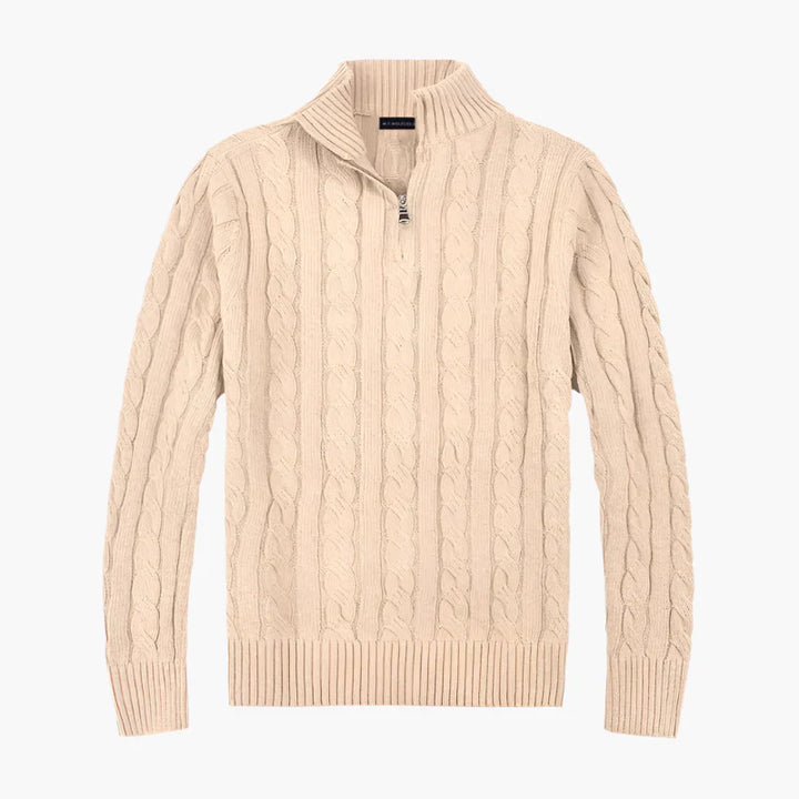 Lune London | Sweater with twisted pattern and half-zip - Elegant casual knit sweater