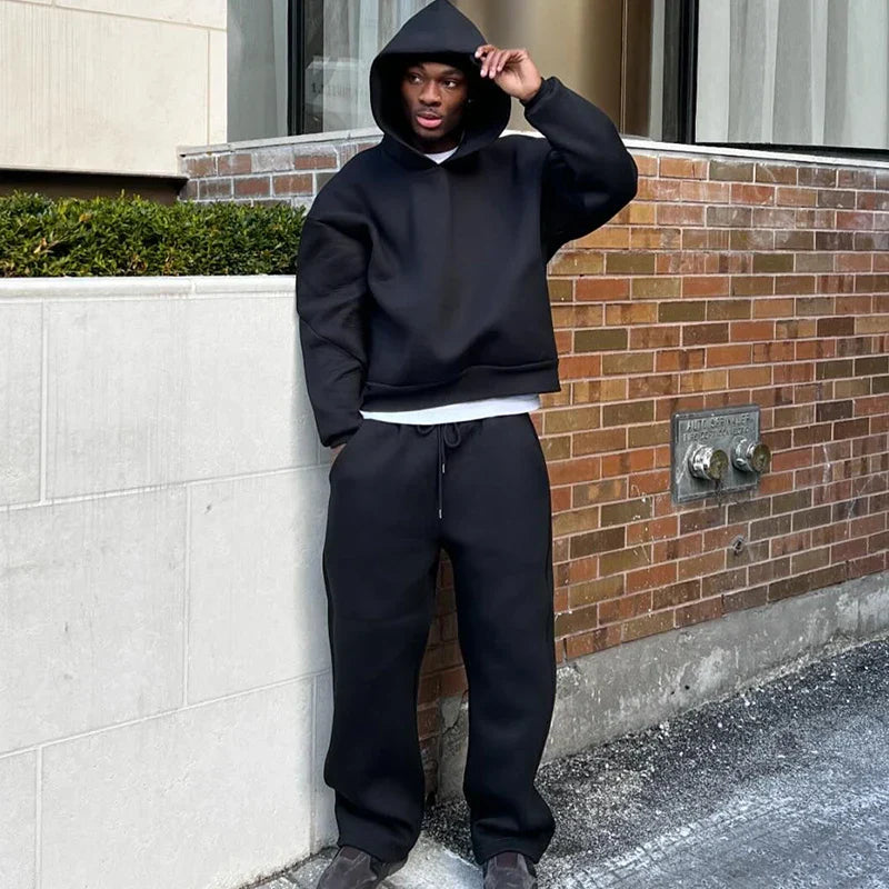 Chic Und Stil | Cotton Tracksuit Hoodie & Straight Pants 2 Piece