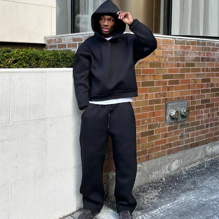 Chic Und Stil | Cotton Tracksuit Hoodie & Straight Pants 2 Piece